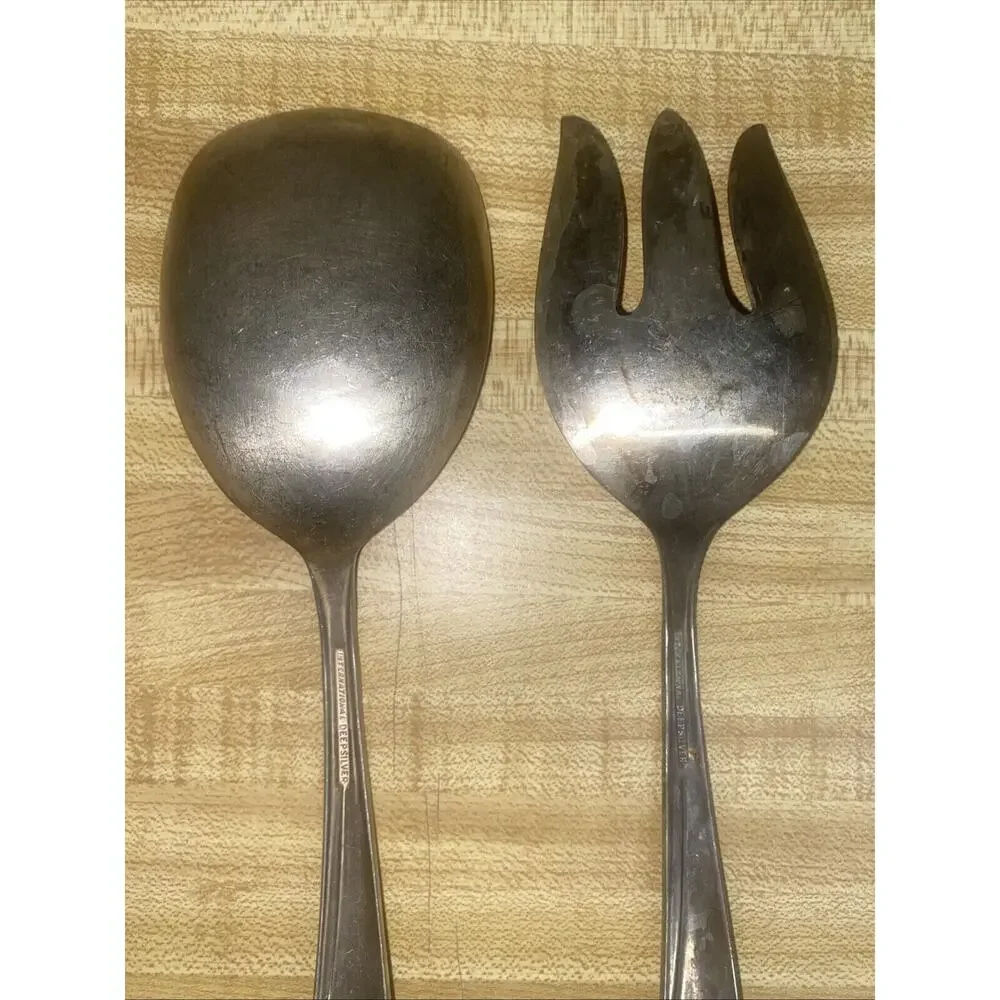 Vintage International Deepsilver Serving Pair Spoon Fork Silver Plate